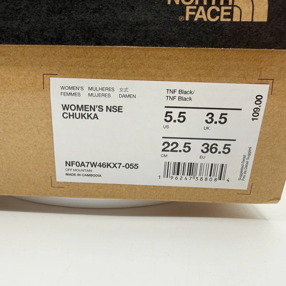 The North Face Womens NSE Chukka Boot Size 5.5 TNF Black Puffer NF0A7W46KX7, NEW
